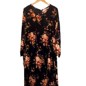 NWT Jodifl Los Angeles Black and Orange Maxi Dress Size Medium
